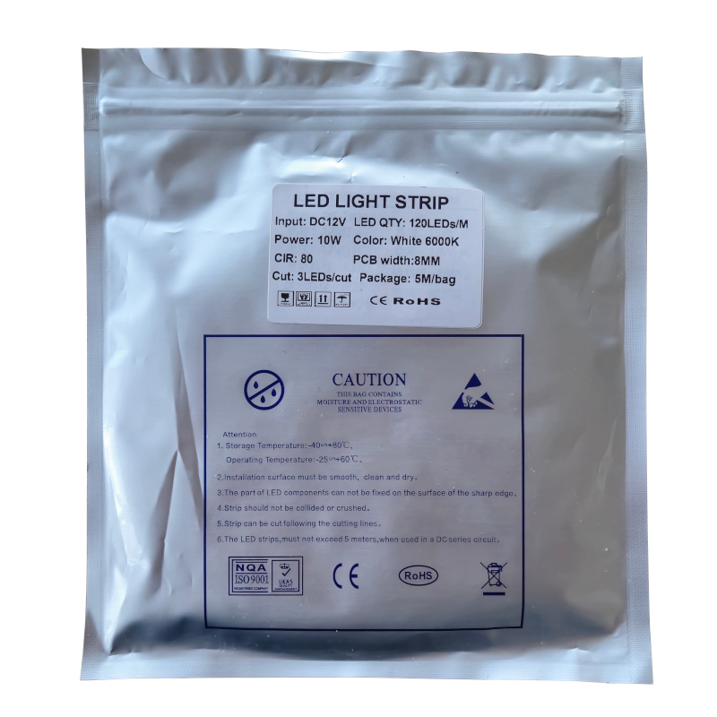 Banda led de culoare albă, 12V, 120 led/m, 6000K, 8mm width, 5m, blue tape